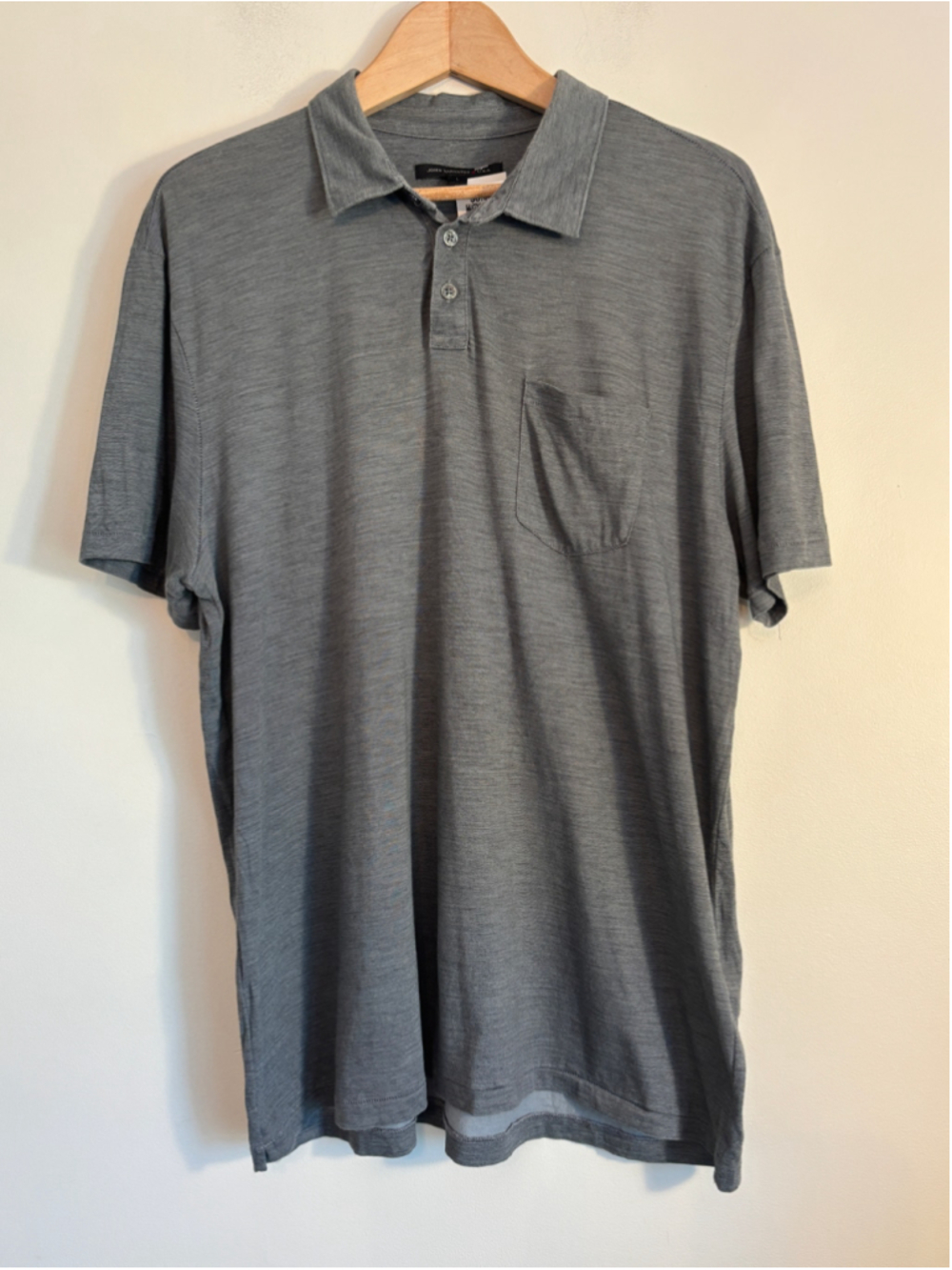 John Varvatos Heather Grey Short Sleeve Polo Shirt Size L Golf Business Casual
